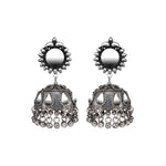 Load image into Gallery viewer, Abhinn Handmade Silver Oxidised Mirror Stud Jhumka Earrings For Women