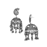 Load image into Gallery viewer, Abhinn Silver Oxidised Floral Design Jhumka With Studded Mirror Earrings For Girls