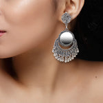 Load image into Gallery viewer, Abhinn Silver Oxidised Temple Design Dangler Earrings With Mirror For Women
