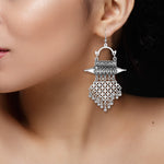 Load image into Gallery viewer, Abhinn Silver Oxidised Unique Floral Design Dangler Earrings For Women