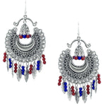 Load image into Gallery viewer, Abhinn Chandbali Silver Oxidised Multi Colour Hook Dangler Earring For Women