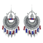 Load image into Gallery viewer, Abhinn Chandbali Silver Oxidised Multi Colour Hook Dangler Earring For Women