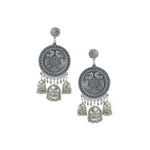 Load image into Gallery viewer, Abhinn Silver Oxidised Peacock Design Dangler With Jhumki Earrings For Women