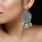 Load image into Gallery viewer, Abhinn Silver Oxidised Peacock Design Dangler With Jhumki Earrings For Women