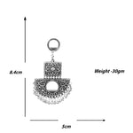 Load image into Gallery viewer, Abhinn Silver Oxidised Floral With Mirror Dangler Earrings For Women