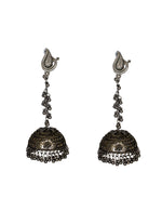 Load image into Gallery viewer, Abhinn Handcrafted Black Polished Peacock Studs with Dangler Jhumka Earrings For Women