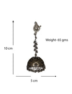 Load image into Gallery viewer, Abhinn Handmade Black Polished Peacock Studs with Dangler Jhumka Earrings For Women