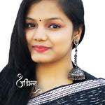 Load image into Gallery viewer, Abhinn Handmade Black Polished Peacock Studs with Dangler Jhumka Earrings For Women