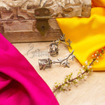 Load image into Gallery viewer, Abhinn Silver Replica Leaves Studs With Bird Cage Jhumki For Women