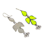 Load image into Gallery viewer, Abhinn Afghani Silver Plated Petal Shape Parrot Green Glass Dangler Earrings For Women