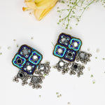 Load image into Gallery viewer, Hastkalakari Handmade Diamond Shape Mirror Beaded Earrings