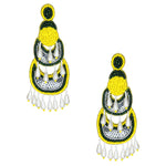 Load image into Gallery viewer, Hastkalakari Handcrafted Trendy Green-yellow Beaded Dangler Earrings For Women