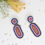Load image into Gallery viewer, Hastkalakari Handmade Quirky Blue Drop Beaded Earrings For Women