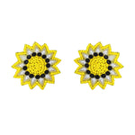 Load image into Gallery viewer, Hastkalakari Handmade Sun Flower Design Beaded Stud Earrings For Women