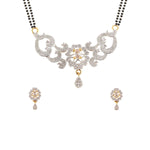 Load image into Gallery viewer, Abhinn Latest AD Stones Studded Floral Design Mangalsutra with Earrings For Women