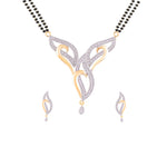 Load image into Gallery viewer, Abhinn Designer Gold Plated Petal Design AD Mangalsutra With Earrings For Women