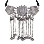 Load image into Gallery viewer, Abhinn Silver Oxidised Lotus Design Choker With Ghungroo For Women