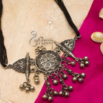 Load image into Gallery viewer, Abhinn Silver Oxidised Floral Design Choker With Gungroo For Women Online