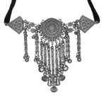 Load image into Gallery viewer, Abhinn Silver Oxidised Temple Design Choker With Silver Hanging Beads For Women