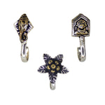Load image into Gallery viewer, Abhinn Combo of 3 Oxidised Dual Tone Temple-Floral Design Non-Pierced Nose Pin For Women