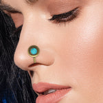 Load image into Gallery viewer, Abhinn Oxidised Gold Sky Blue Non-Pierced Nose Pin For Women