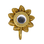 Load image into Gallery viewer, Abhinn Traditional Gold-Plated Floral Design With White Kundan Nose Pin For Women