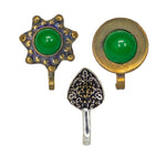 Load image into Gallery viewer, Abhinn Combo of 3 Golden Oxidised Green Non-Pierced Nose Pin For Women