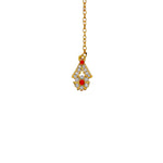 Load image into Gallery viewer, Royal Gold Plated Designer Kundan Crystal Stone Floral Design Necklace and Stud Earrings with White Red Stones