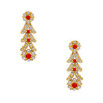 Load image into Gallery viewer, Royal Gold Plated Designer Kundan Crystal Stone Floral Design Necklace and Stud Earrings with White Red Stones