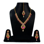 Load image into Gallery viewer, Abhinn Royal Gold Plated Designer Kundan Pink Petal Design Necklace Set For Women