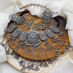 Load image into Gallery viewer, Abhinn Black Silver Oxidised Peacock Design and White CZ Stone Necklace Set For Women