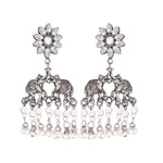 Load image into Gallery viewer, Abhinn Silver Oxidised Elephant And Floral Design White Choker Set For Women