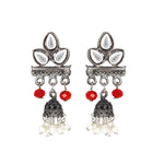 Load image into Gallery viewer, Abhinn Silver Oxidsied Floral Design White Choker Set For Women