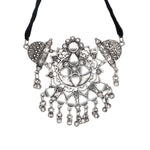 Load image into Gallery viewer, Abhinn Silver Oxidised Unique Floral Design With Mirror Work Necklace Set For Women