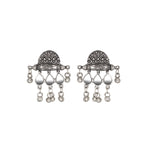 Load image into Gallery viewer, Abhinn Silver Oxidised Unique Floral Design With Mirror Work Necklace Set For Women