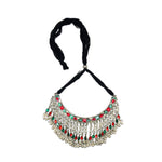 Load image into Gallery viewer, Abhinn Silver Oxidised Necklace Set Red Green Meenakari For Women