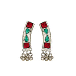 Load image into Gallery viewer, Abhinn Silver Oxidised Necklace Set Red Green Meenakari For Women