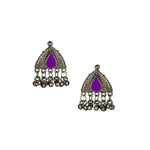 Load image into Gallery viewer, Abhinn Afghani Silver Oxidised Multi Colour Temple Design Necklace Set For Women