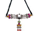 Load image into Gallery viewer, Abhinn Silver Oxidsied Floral Design Multi Colour Choker Set For Women