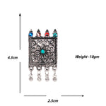 Load image into Gallery viewer, Abhinn Silver Oxidised Floral Design Multi Colour Necklace Set For Women