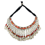 Load image into Gallery viewer, Abhinn Silver Oxidised Necklace Set Orange-Red Meenakari For Women