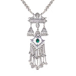Load image into Gallery viewer, Abhinn Silver Oxidised Ganesh and Peacock Design Green Pendant Set For Women