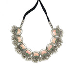 Load image into Gallery viewer, Abhinn Silver Oxidised Pink Lotus Design Necklace Set For Women