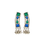 Load image into Gallery viewer, Abhinn Silver Oxidised Necklace Set Blue Green Meenakari For Women