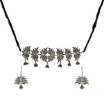 Load image into Gallery viewer, Abhinn Silver Look Alike Lotus Design Necklace Set With Earrings For Women