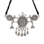 Load image into Gallery viewer, Abhinn Silver Oxidised Ethnic Design With Mirror Work Necklace Set For Women