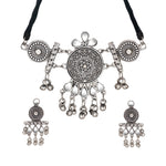 Load image into Gallery viewer, Abhinn Silver Oxidised Ethnic Design With Mirror Work Necklace Set For Women