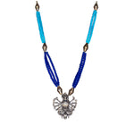 Load image into Gallery viewer, Abhinn Oxidized German Silver Goddess Durga Pendant with Blue Pearls