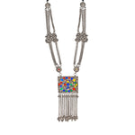 Load image into Gallery viewer, Afghani Silver Oxidised Tribal Design Multi Colour Pendant Set For Women