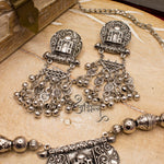 Load image into Gallery viewer, Abhinn Silver Oxidised Taj Mahal Pendant Set With Hanging Silver Beads For Women